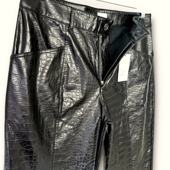 A New Day Faux Snakeskin Straight Leg Pants High Rise Women Size 14 Black New - Picture 6 of 12